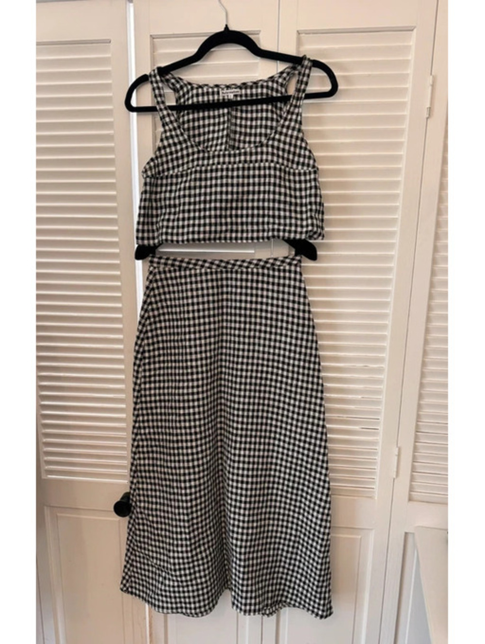 Reformation Black & White Gingham Linen Set